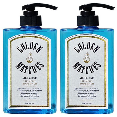 골든매치스 남자 올인원 샴푸 앤 바디워시 아쿠아향 500ML, 2개
