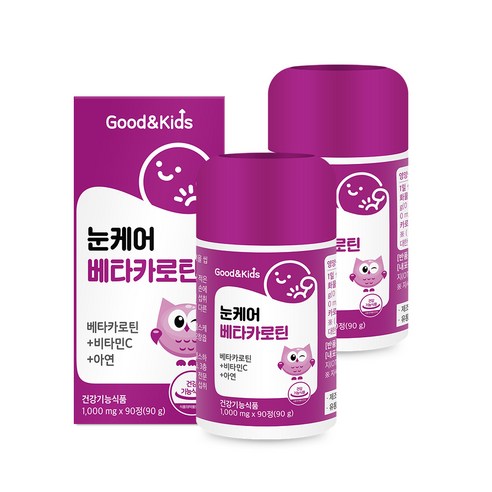   내츄럴플러스 굿앤키즈 눈케어 베타카로틴 90g, 90정, 2개