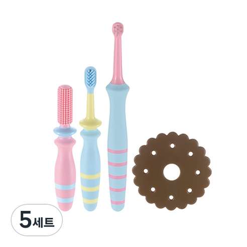 릿첼 TLI 유아칫솔 세트 STEP1 6개월, 혼합색상, 5세트