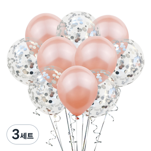 그래다다 파티 장식 풍선 10p 세트, 핑크 + 실버, 3세트