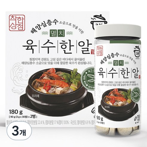 착한상점 해양심층수 소금이 들어간 멸치육수한알 30p, 180g, 3개