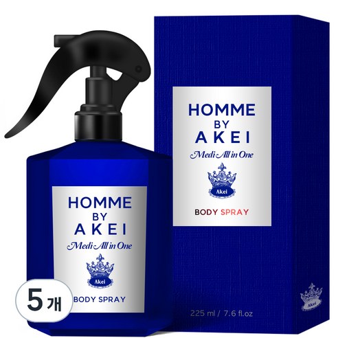 아케이 옴므 메디올인원 데오드란트 바디스프레이 센스페로몬향, 5개, 225ml