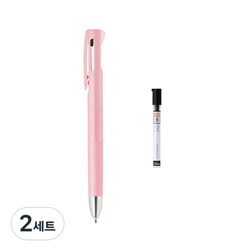 제브라 블렌 2+S 샤프 0.7mm + B샤프심, 핑크(샤프바디), 2세트