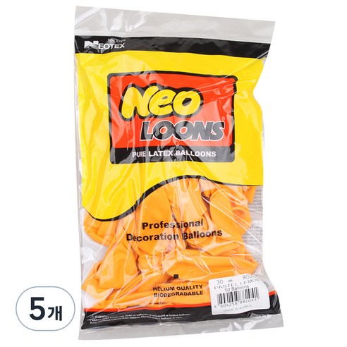 네오룬스 30cm 라운드풍선 50p, 파스텔 레몬, 5개