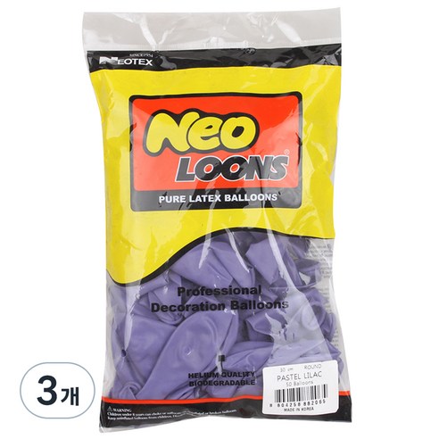 네오룬스 30cm 라운드풍선 50p, 파스텔 라일락, 3개
