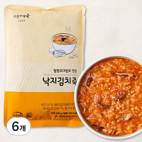 서울마님죽 낙지김치죽 (냉장), 500g, 6개