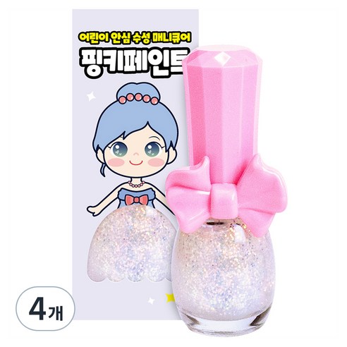 핑크공주 어린이 안심 수성 핑키페인트 네일 컬러, 4개, 트윙클서클