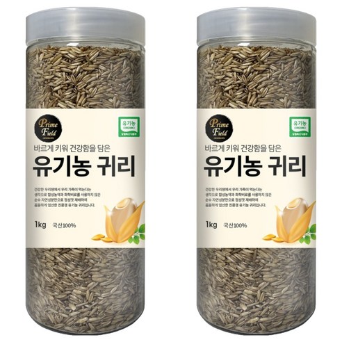 Prime Field 국산 유기농 귀리, 1kg, 2개