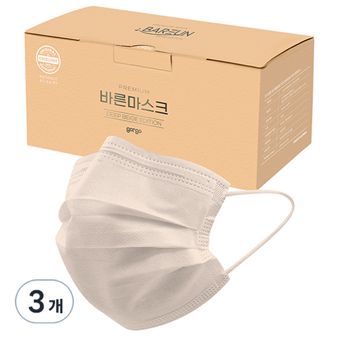 고르고 바른 일회용 마스크 대형, 50개입, 3개, 진베이지