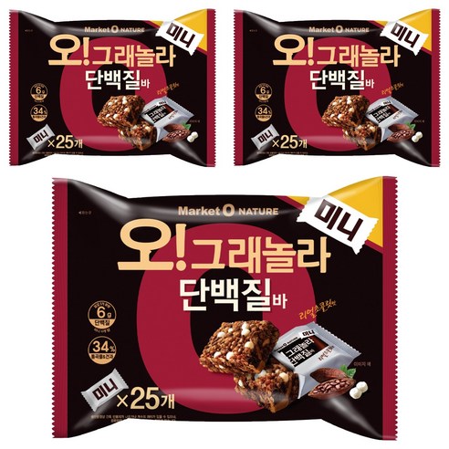 오리온 오 그래놀라 단백질바 미니 25p, 312g, 3개