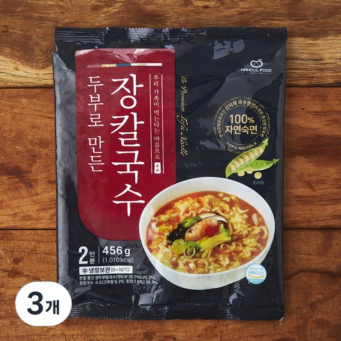한둘푸드 두부로 만든 장칼국수 2인분, 456g, 3개