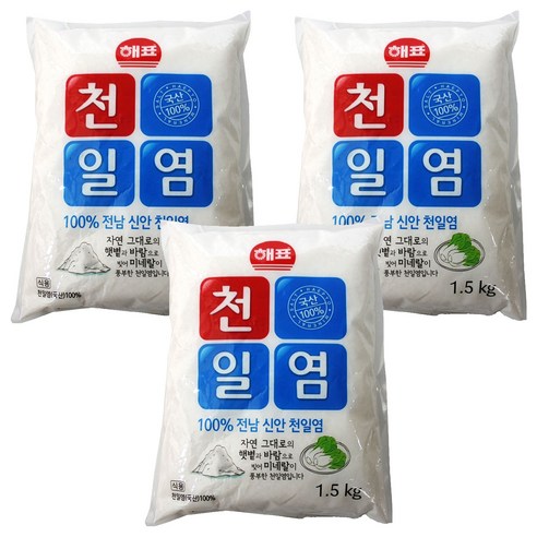[해표] 천일염, 1.5kg, 3개
