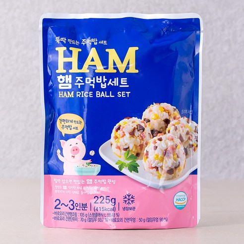 바로요리 햄주먹밥세트, 225g, 1개