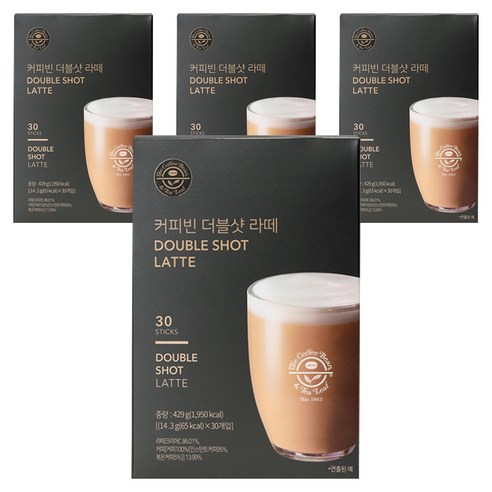 커피빈 더블샷 라떼, 14.3g, 30개입, 4개