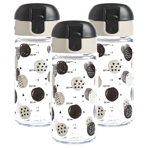릿첼 AQ 슬림 드링킹 유아용컵 240ml, 3개, 화이트 + 블랙