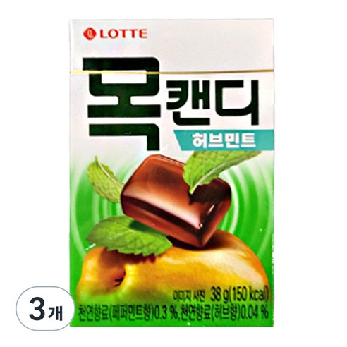 롯데제과 목캔디 허브민트, 38g, 3개