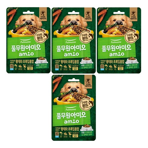 풀무원아미오 전연령 강아지 자연담은 영양식 습식사료, 황태+초록잎홍합, 50g, 4개