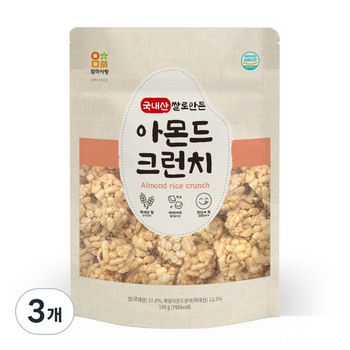 엄마사랑 쌀로만든 아몬드 크런치, 180g, 3개