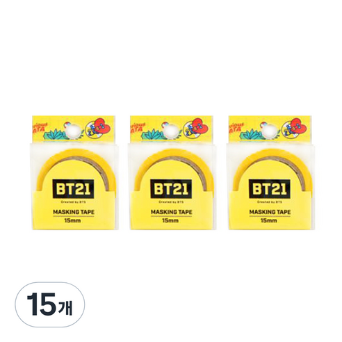 라인프렌즈 BT21 마스킹테이프 15mm, 타타, 15개
