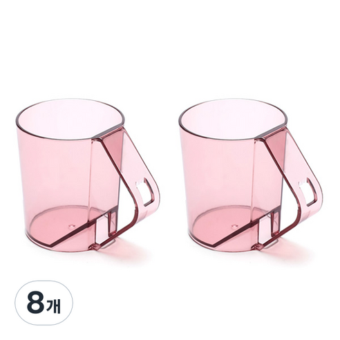 맥라이프 욕실 거꾸로 칫솔 꽂이 양치컵, 핑크, 8개
