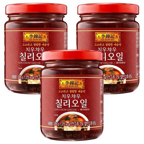 이금기 치우챠우 칠리오일, 205g, 3개