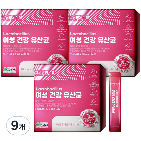 한국바이오셀 여성 건강 유산균, 60g, 9개