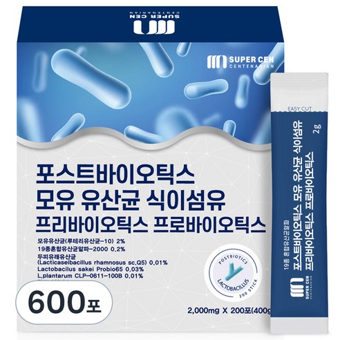 슈퍼쎈 포스트 바이오틱스 모유 유산균 식이섬유 프리바이오틱스 프로바이오틱스, 400g, 3개