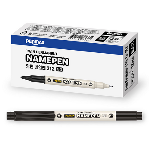 펜맥스 트윈 네임펜 312, BLACK, 12개