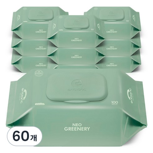 앙블랑 유아용 네오 그리너리 물티슈 캡형, 50g, 60개, 100매