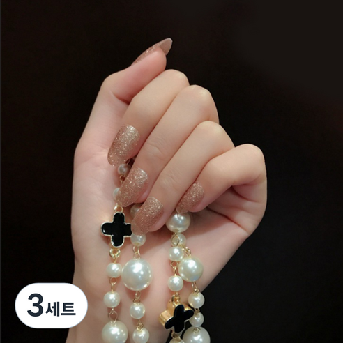 이엘피코리아 이코 네일스티커 QB418, 글리터베이지, 3세트