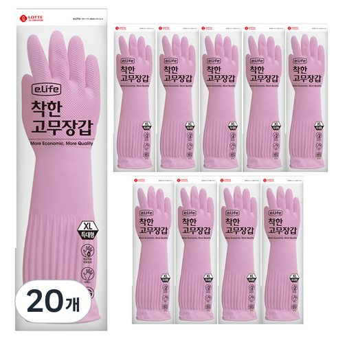 롯데이라이프 착한 고무장갑 특대, 핑크, 특대(XL) 이상, 20개