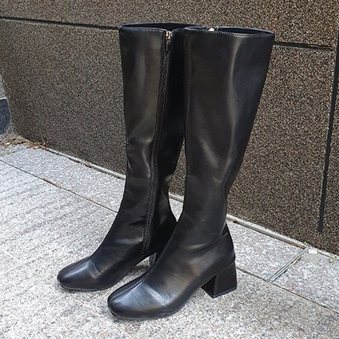 라블 슬림핏 가죽 롱부츠 6cm