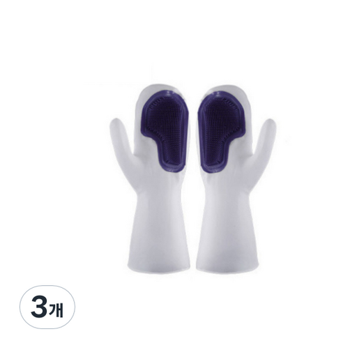 메이크미 설거지 과일손질 고온 방지 다용도 주방장갑 좌우세트, 퍼플, 3개