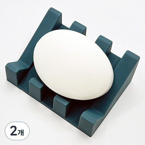 바코젤 논슬립 실리콘 비누받침, 블루 그린, 2개