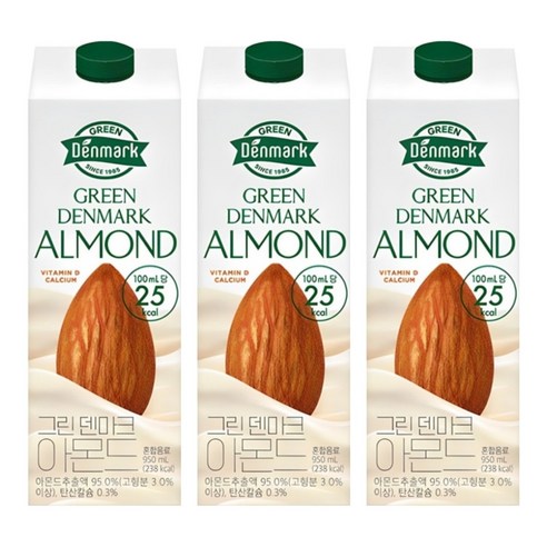 덴마크 그린덴마크 아몬드, 950ml, 3개