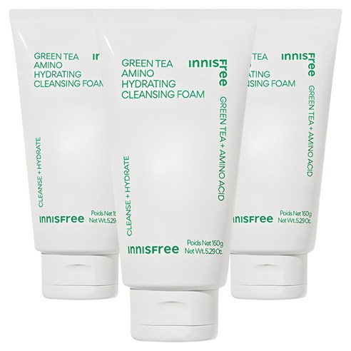 이니스프리 그린티 수분 아미노 클렌징 폼, 150ml, 3개