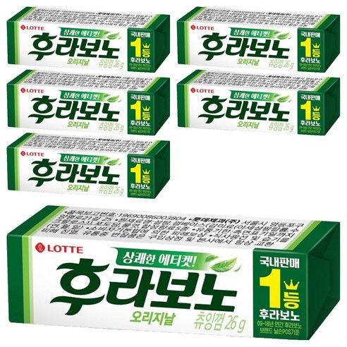 롯데웰푸드 후라보노 오리지날 츄잉껌 9p, 26g, 6개