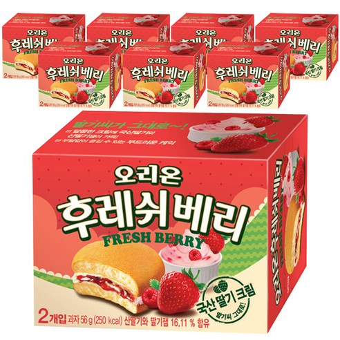 오리온 후레쉬베리 딸기, 56g, 8개