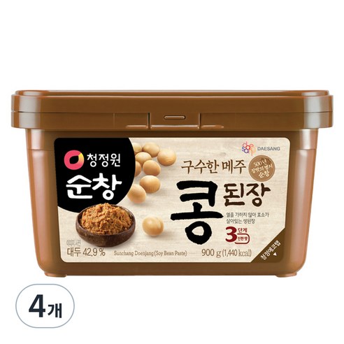 청정원 구수한 메주 콩된장, 900g, 4개