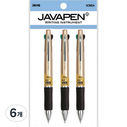 자바펜 제트4+1M 멀티펜 0.7mm, 메탈골드, 6개