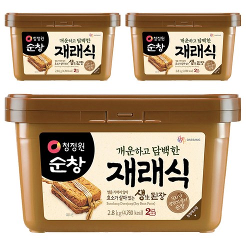 청정원순창 개운하고 담백한 재래식 생된장, 2.8kg, 3개