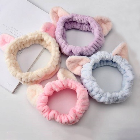 더자카 냐옹이 헤어밴드, 아이보리, 2개