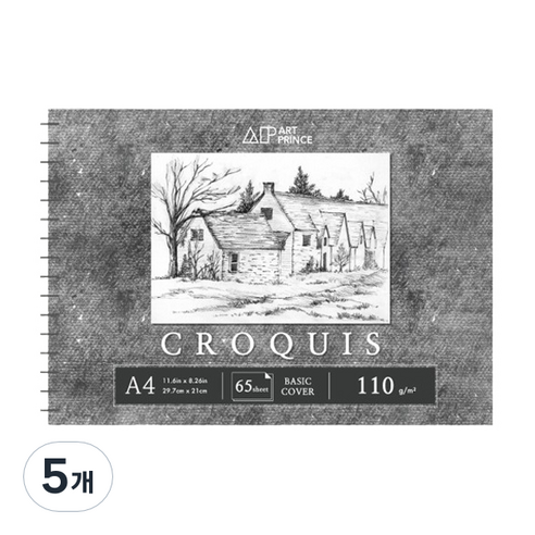 두성 아트프린스 크로키 스프링 스케치북 110g C03, A4, 65매, 5개