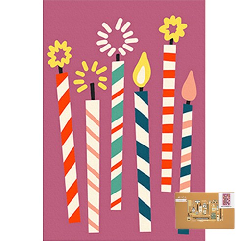 아트조이 DIY 명화그리기 10 x 15 cm, 축하하는 캔들 (보라), 1개