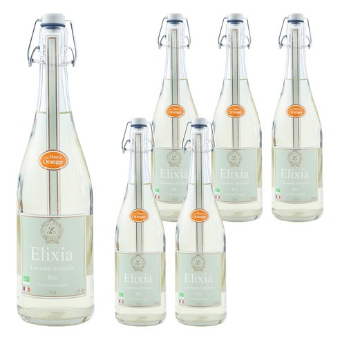 Elixia 유기농 레몬에이드 탄산음료 오렌지 블로섬, 750ml, 6개
