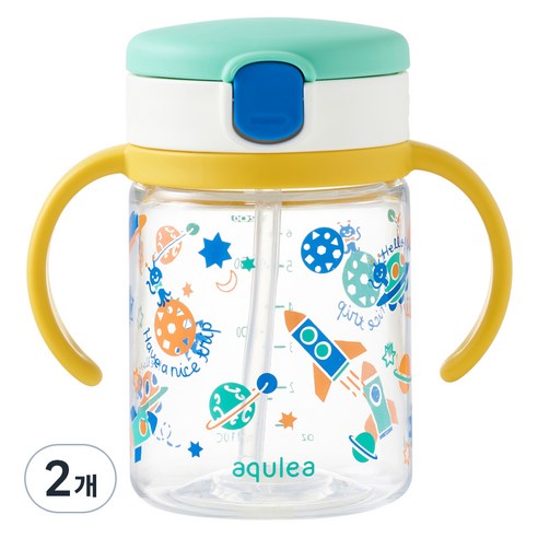 릿첼 AQ 빨대컵 십자형 타입 200ml, 2개, 그린