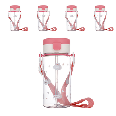 에디슨 유아용 프렌즈 흘림방지 에코젠 빨대컵 350ml, 5개, 흰토끼 래니