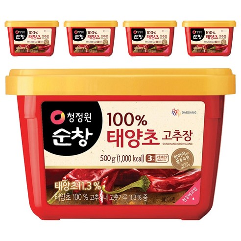 청정원순창 태양초 고추장, 500g, 5개