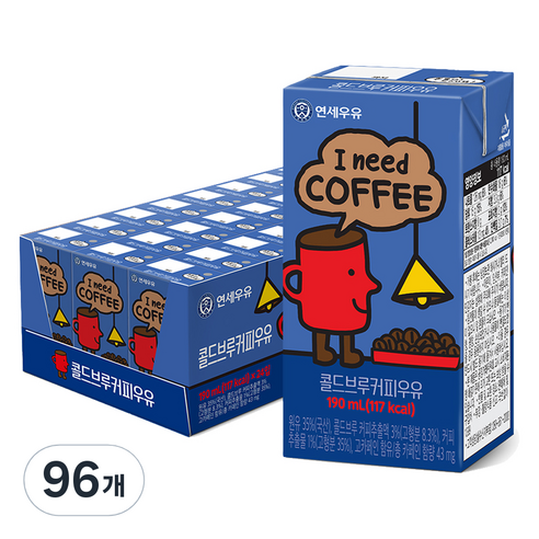 연세우유 콜드브루 커피우유, 190ml, 96개