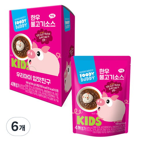 푸디버디 한우 불고기소스 5p, 500g, 6개, 한우 불고기맛
